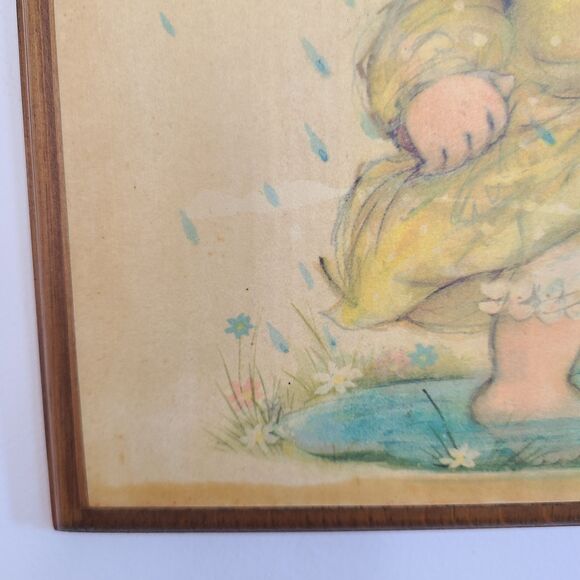 Vintage Hallmark Mary Hamilton Little Angel Big Eyes Homemade Decoupage Plaque - Picture 9 of 10